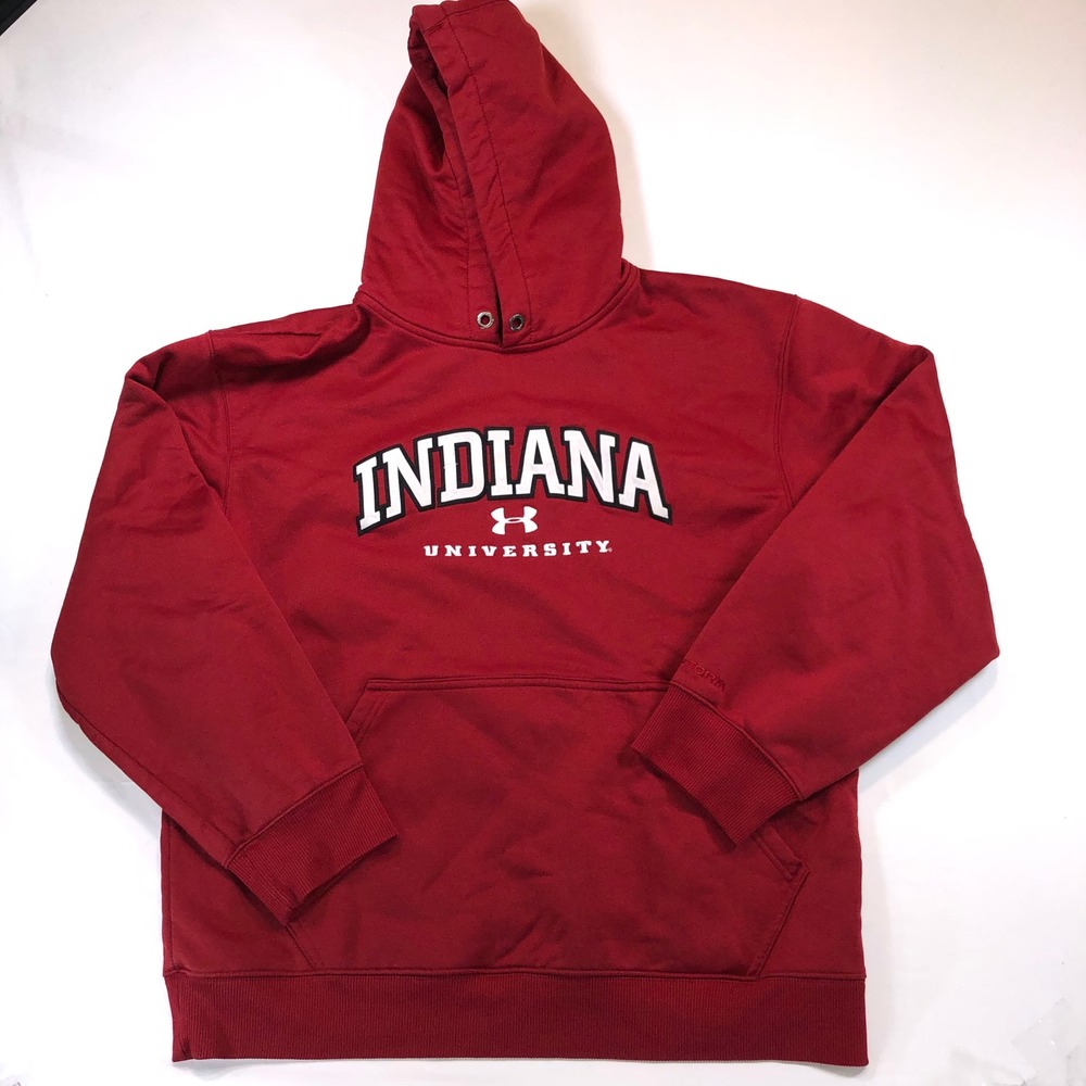 Under Armour Indiana University Hoosiers Hoodie Red Storm Fleece Mens Large